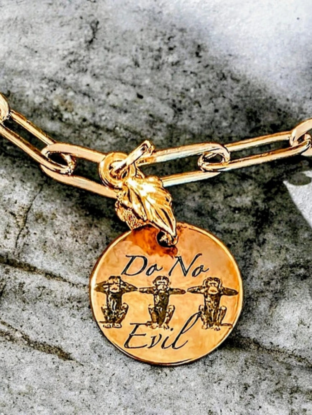 Do No Evil Gold-Tone Charm Bracelet Like New
